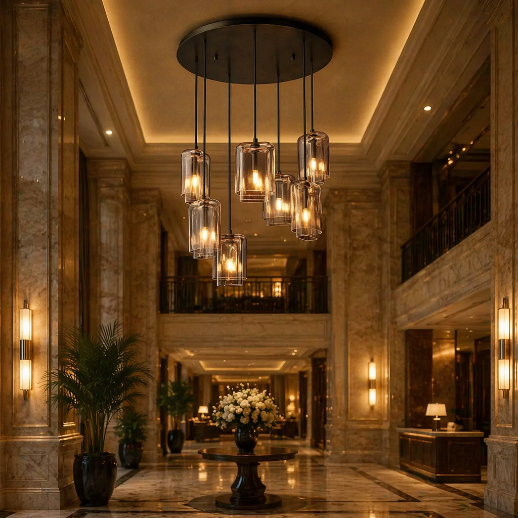 Lacour Amber Glass Cluster Chandelier