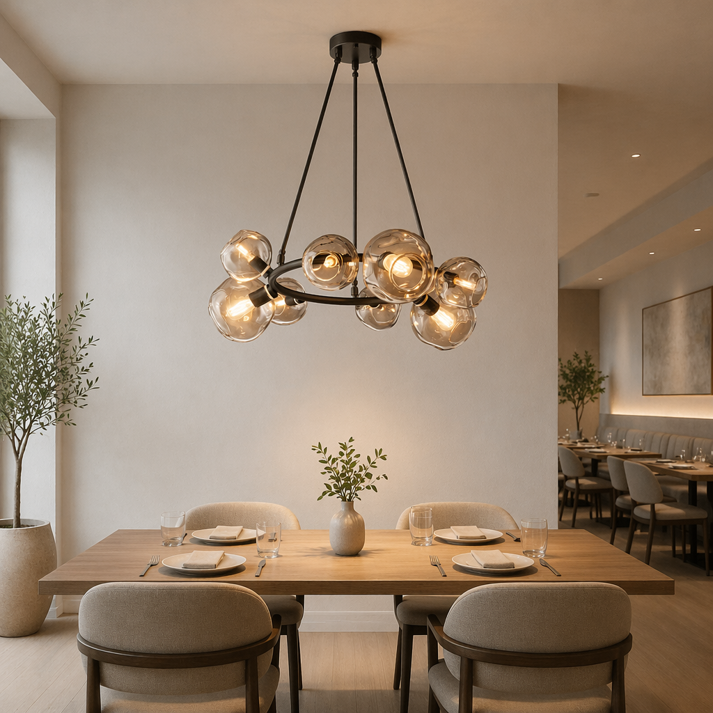 Bubble Smoke Glass Round Chandelier