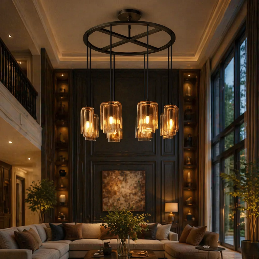 Lacour Amber Glass Round Chandelier