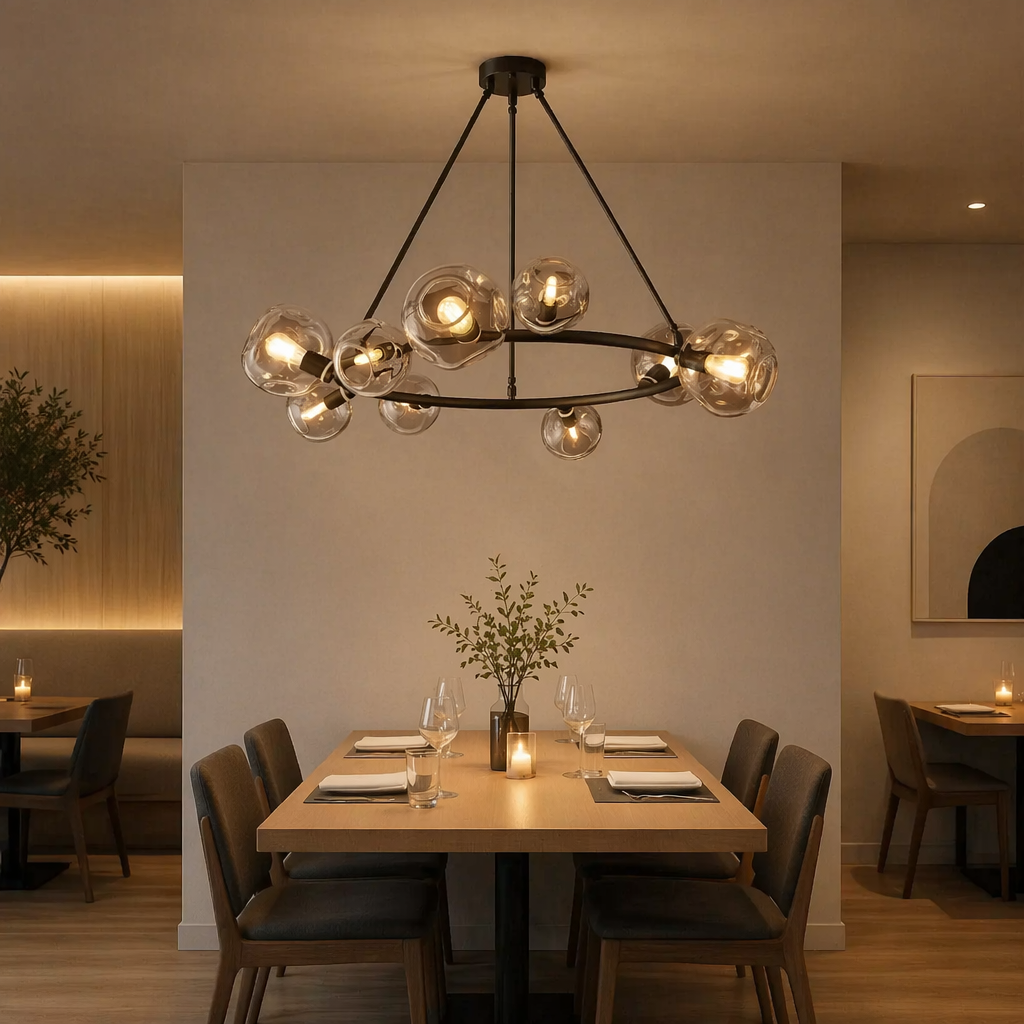 Bubble Smoke Glass Round Chandelier