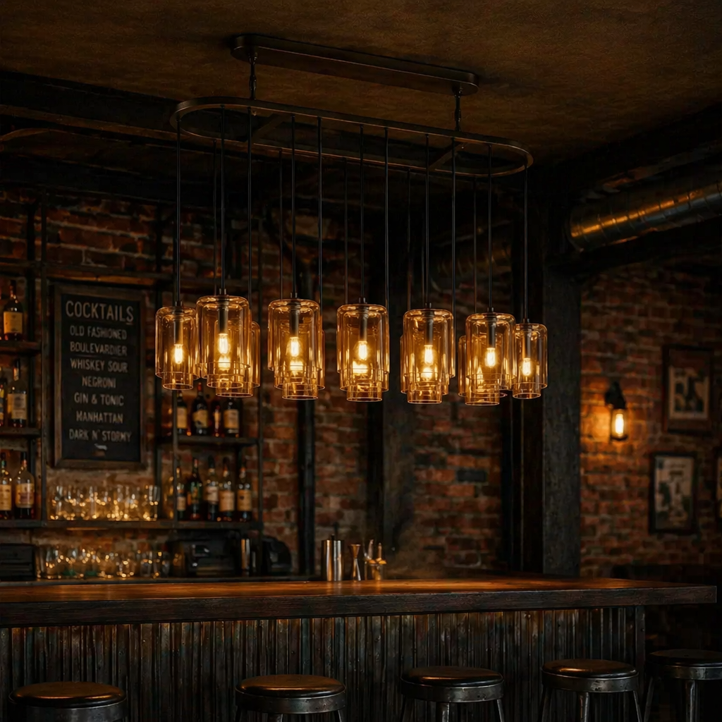 Lacour Amber Glass Rectangular Chandelier