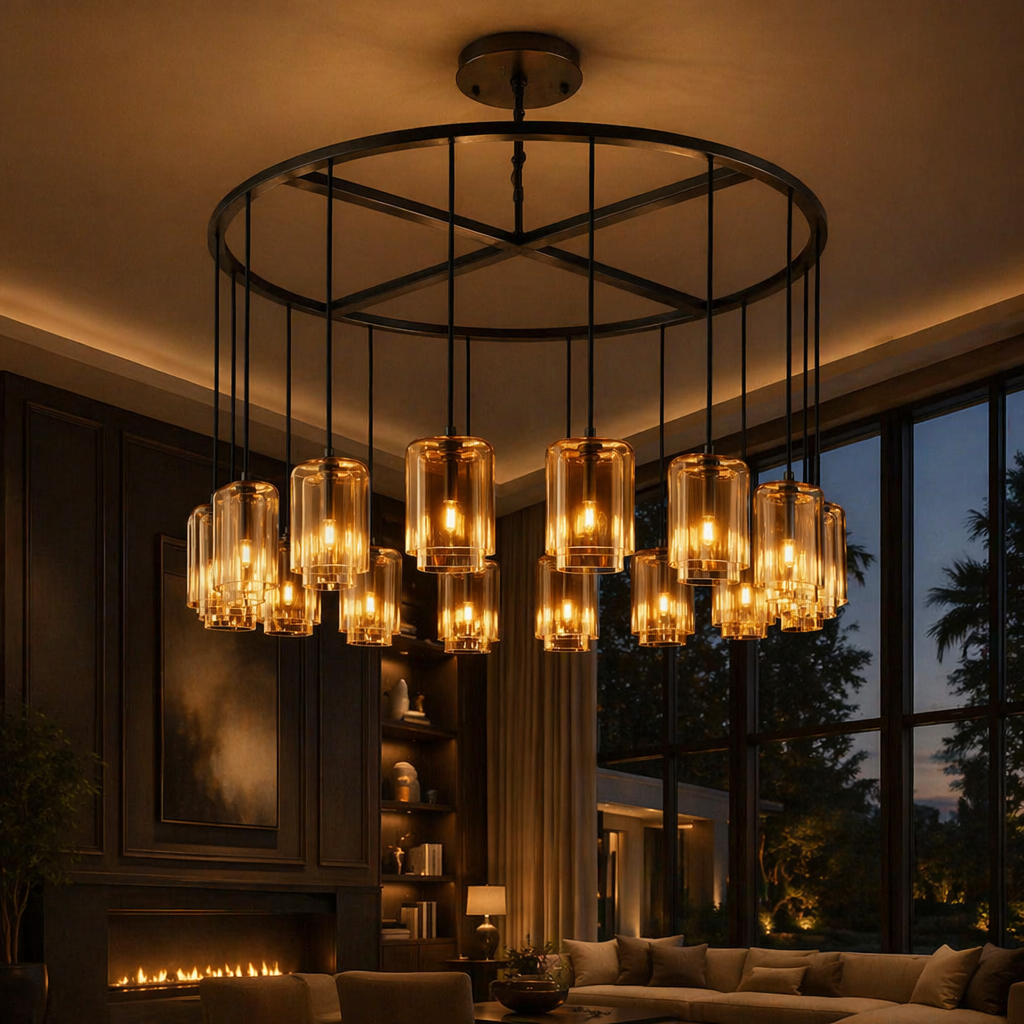 Lacour Amber Glass Round Chandelier