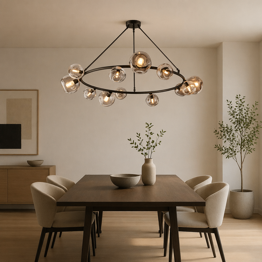 Bubble Smoke Glass Round Chandelier