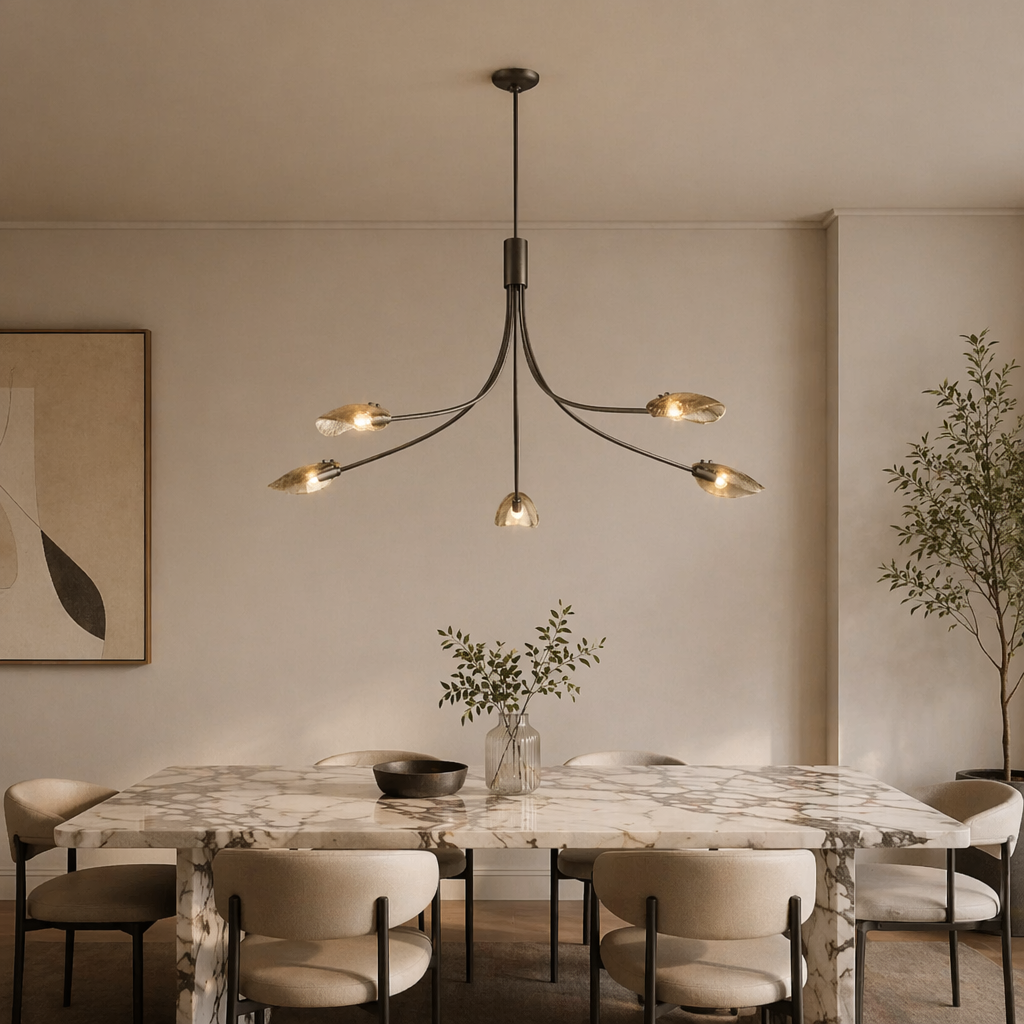 Shell Smoke Glass Round Chandelier