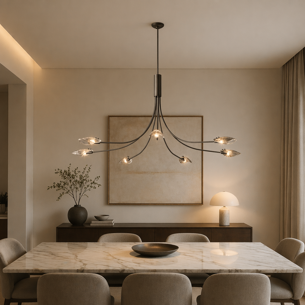 Shell Smoke Glass Round Chandelier