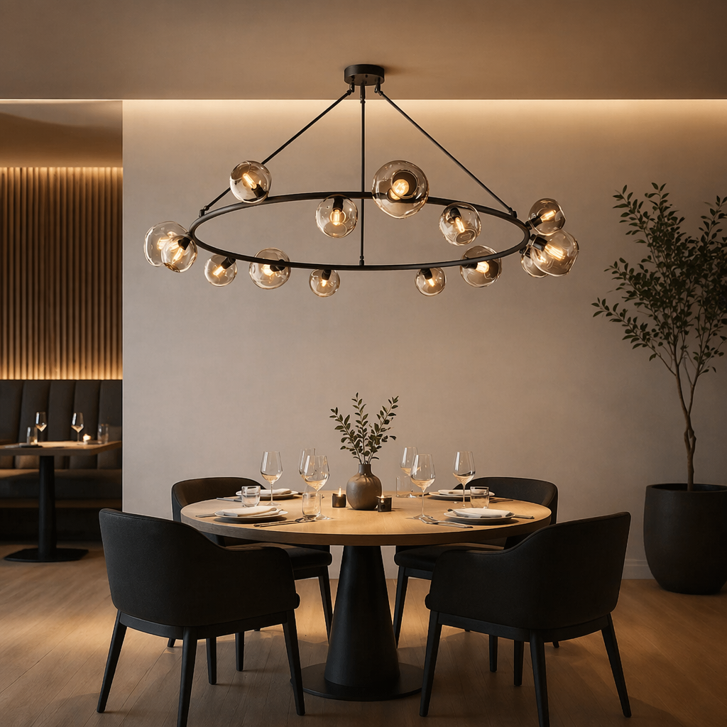 Bubble Smoke Glass Round Chandelier