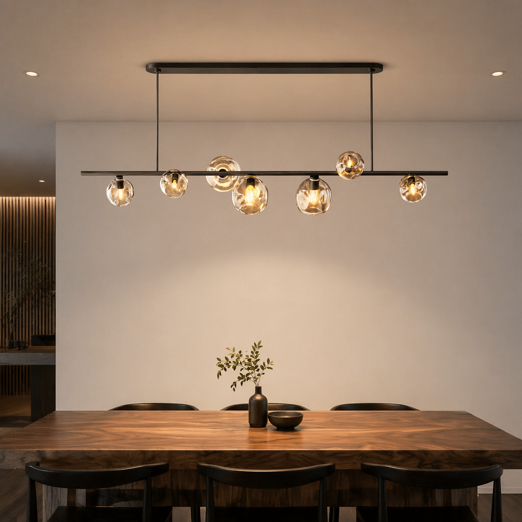 Bubble Smoke Glass Linear Chandelier