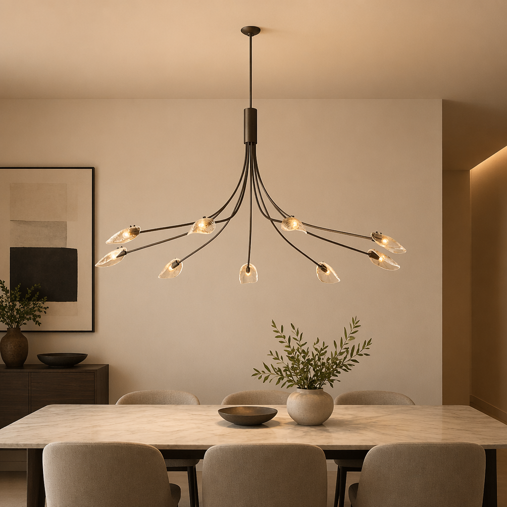 Shell Smoke Glass Round Chandelier