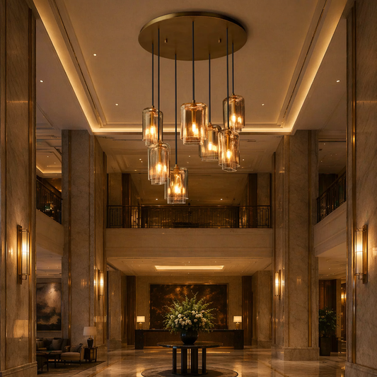 Lacour Amber Glass Cluster Chandelier