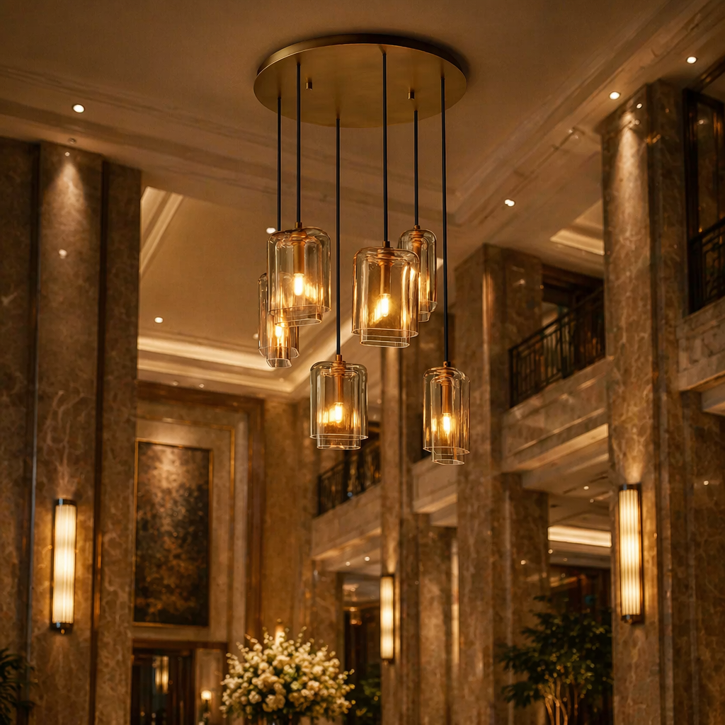 Lacour Amber Glass Cluster Chandelier