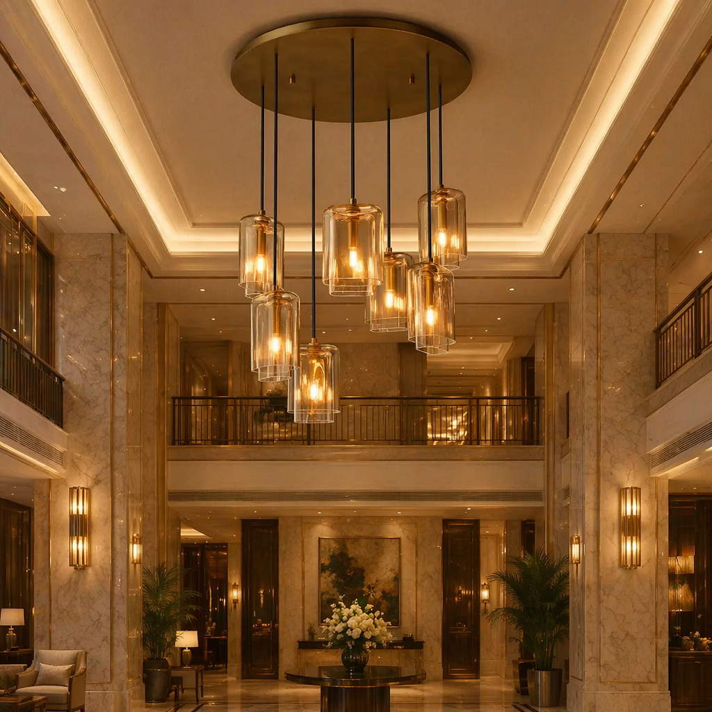 Lacour Amber Glass Cluster Chandelier