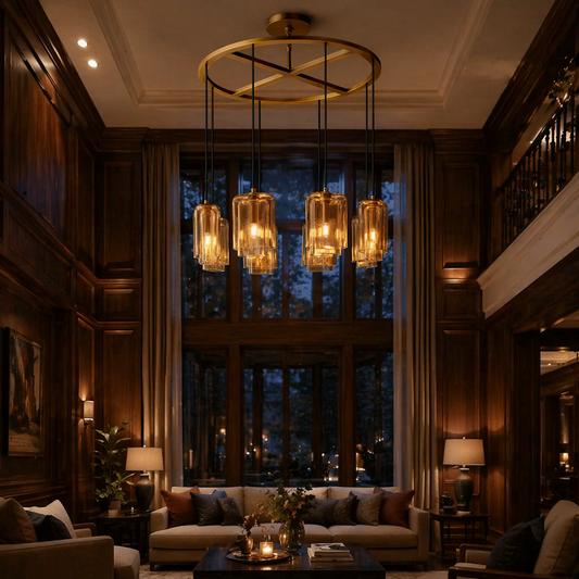 Lacour Amber Glass Round Chandelier