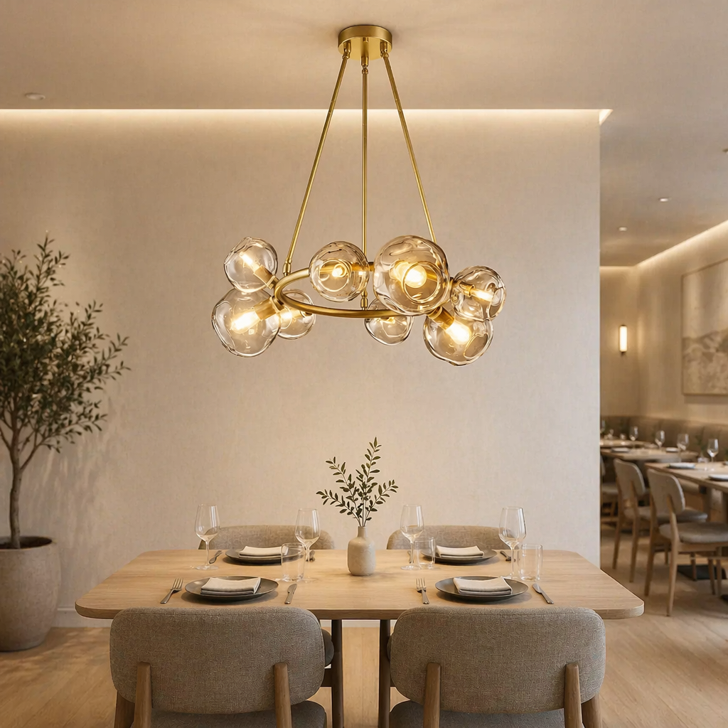 Bubble Smoke Glass Round Chandelier