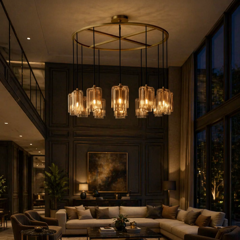 Lacour Amber Glass Round Chandelier