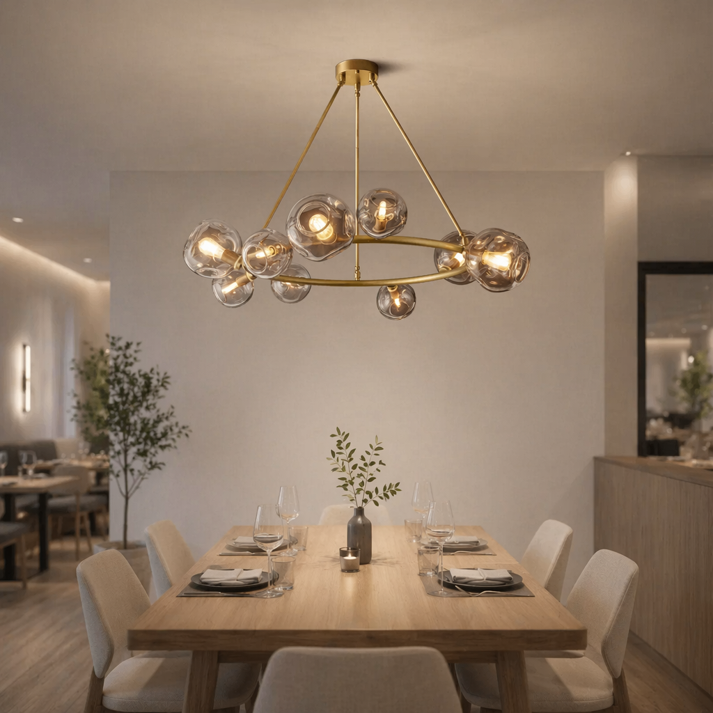 Bubble Smoke Glass Round Chandelier