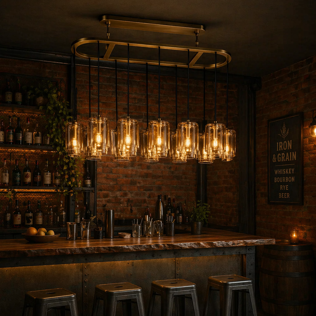 Lacour Amber Glass Rectangular Chandelier