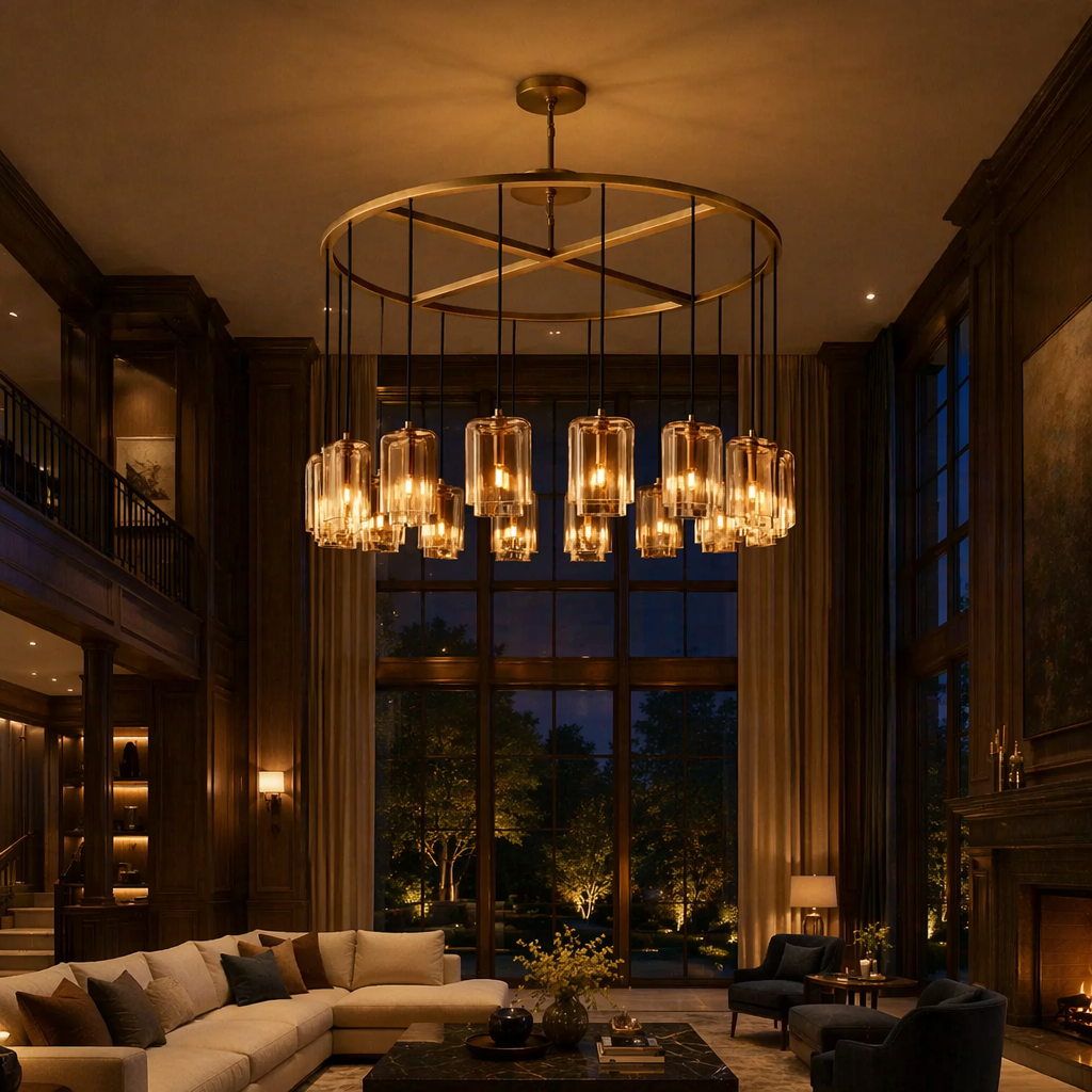 Lacour Amber Glass Round Chandelier