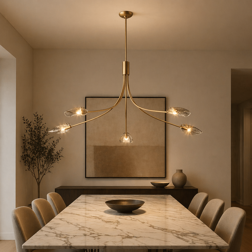 Shell Smoke Glass Round Chandelier