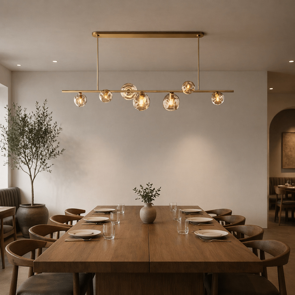 Bubble Smoke Glass Linear Chandelier