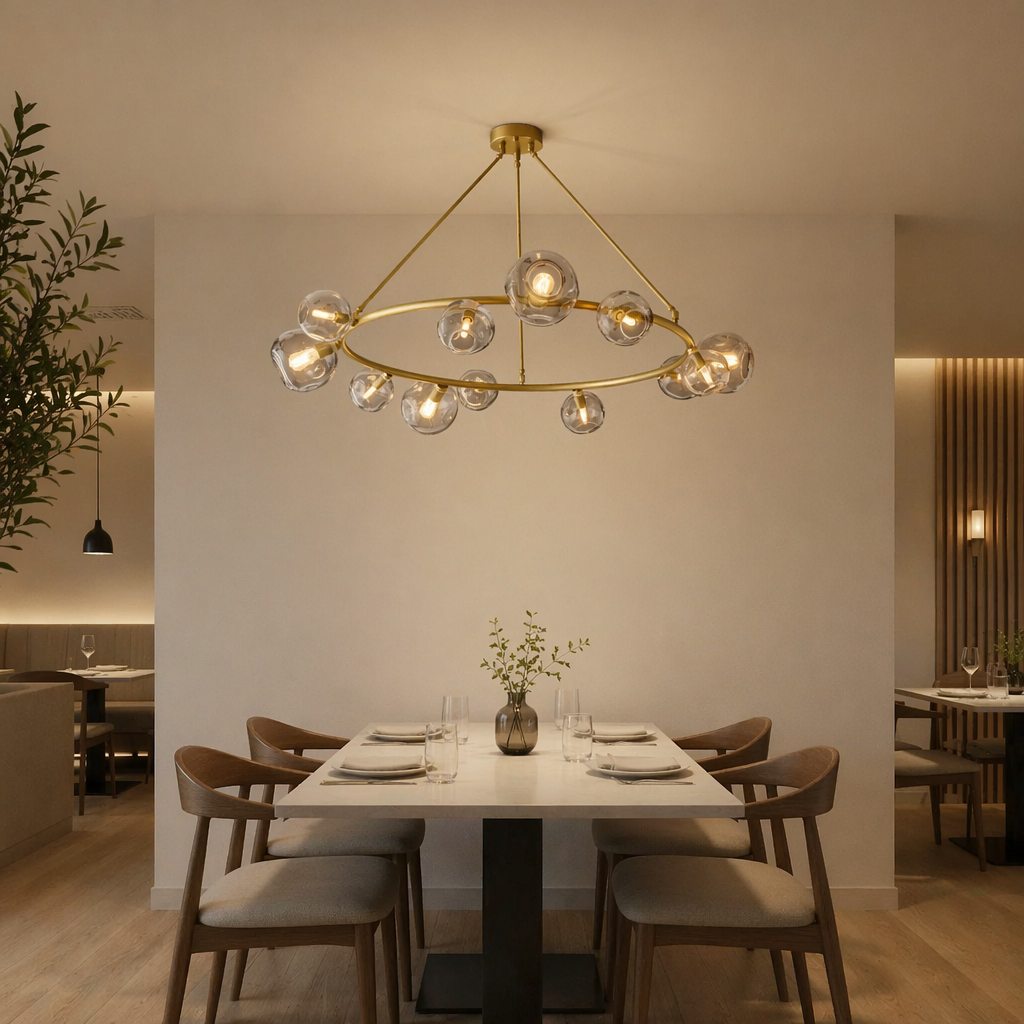 Bubble Smoke Glass Round Chandelier