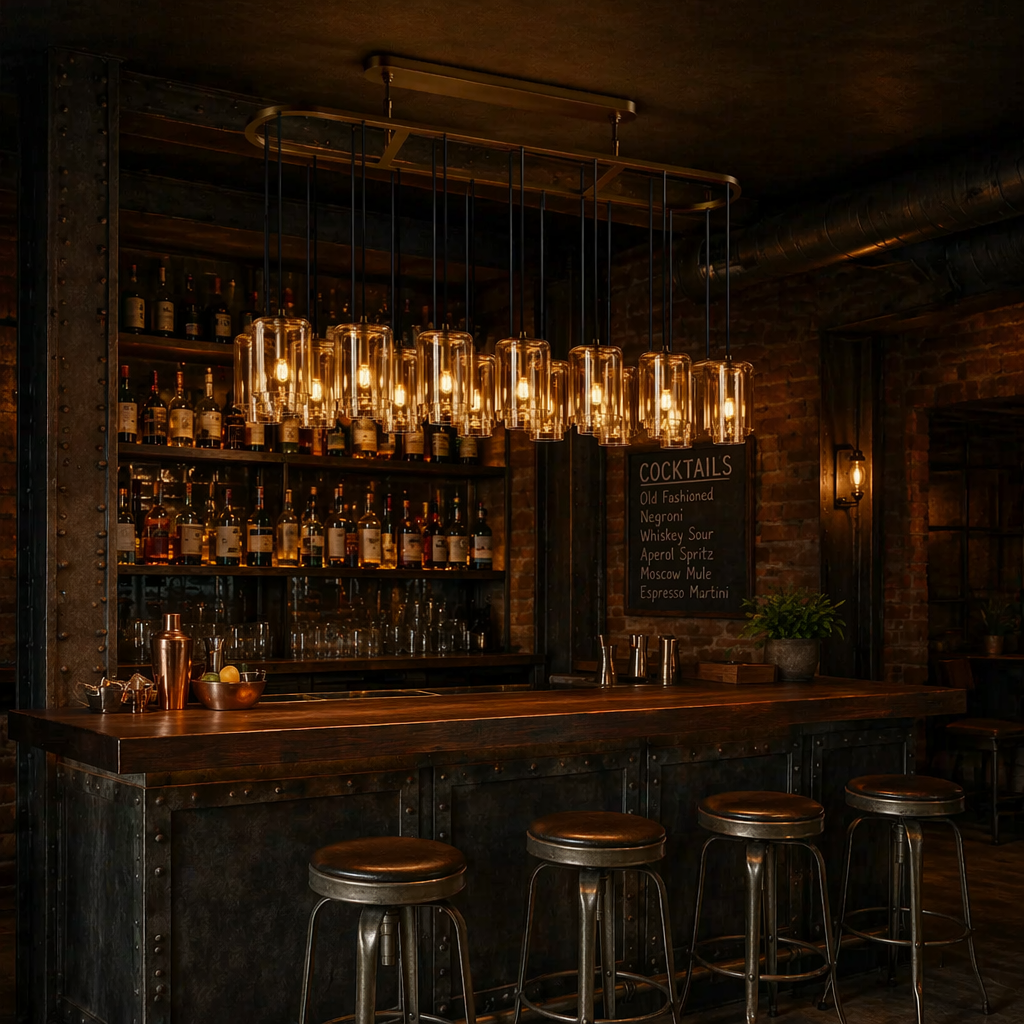 Lacour Amber Glass Rectangular Chandelier