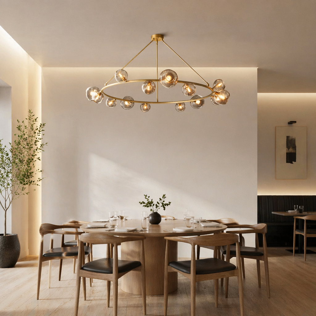 Bubble Smoke Glass Round Chandelier