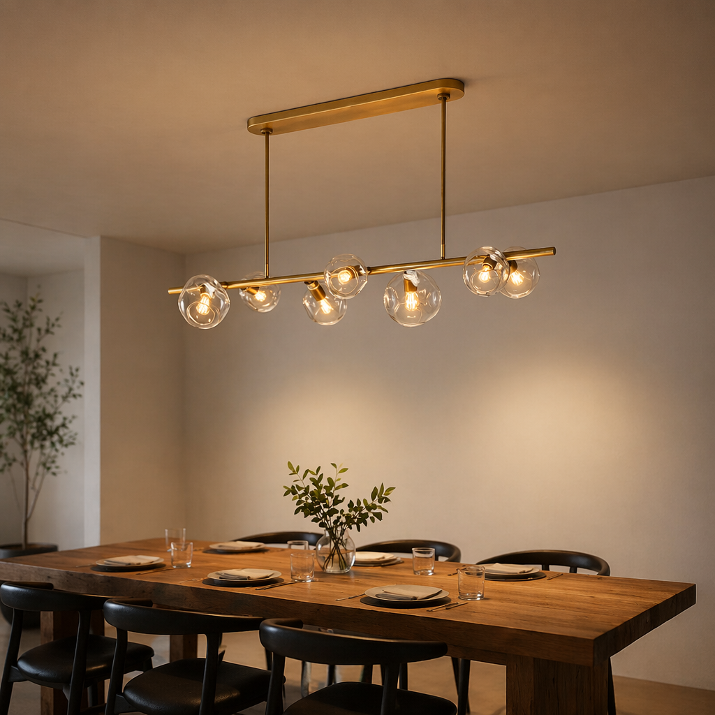 Bubble Smoke Glass Linear Chandelier