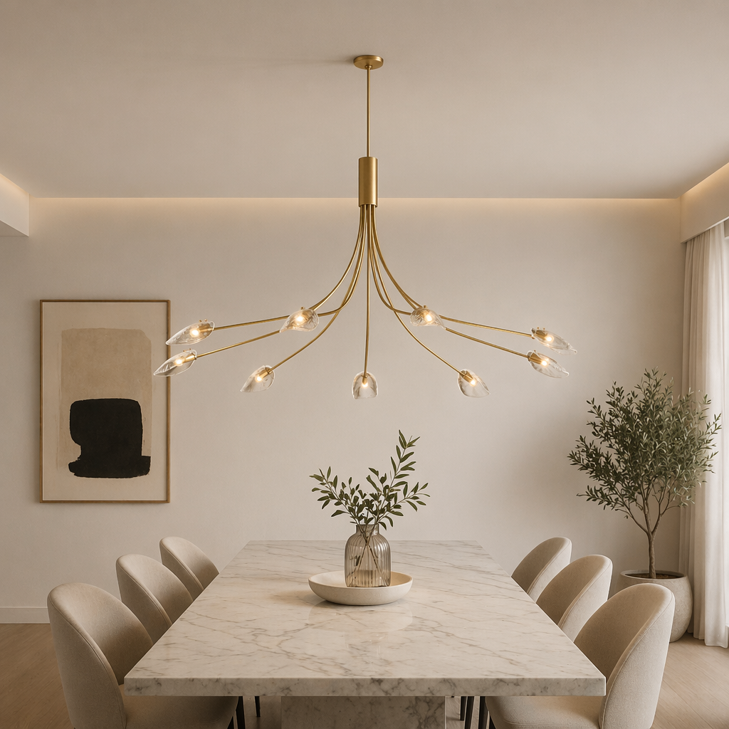 Shell Smoke Glass Round Chandelier