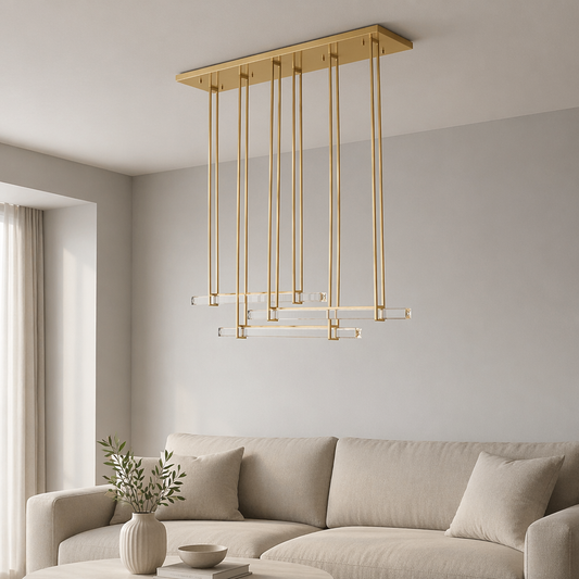 Crystal Triple Bar Linear Chandelier