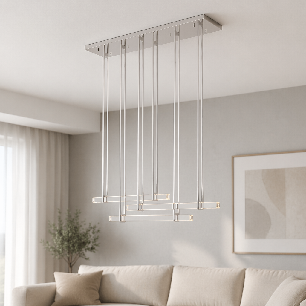 Crystal Triple Bar Linear Chandelier